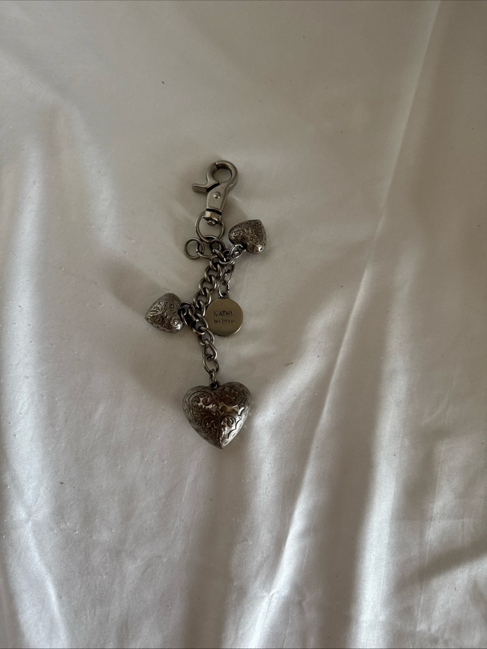 Kathy Silver-Tone Heart Charm Keychain Pendant